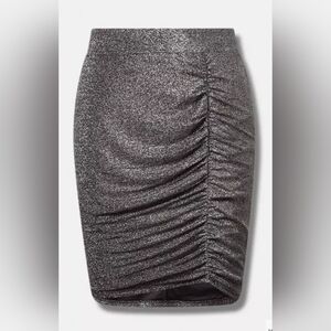 Torrid Shimmering Gray Ruched Mini Skirt